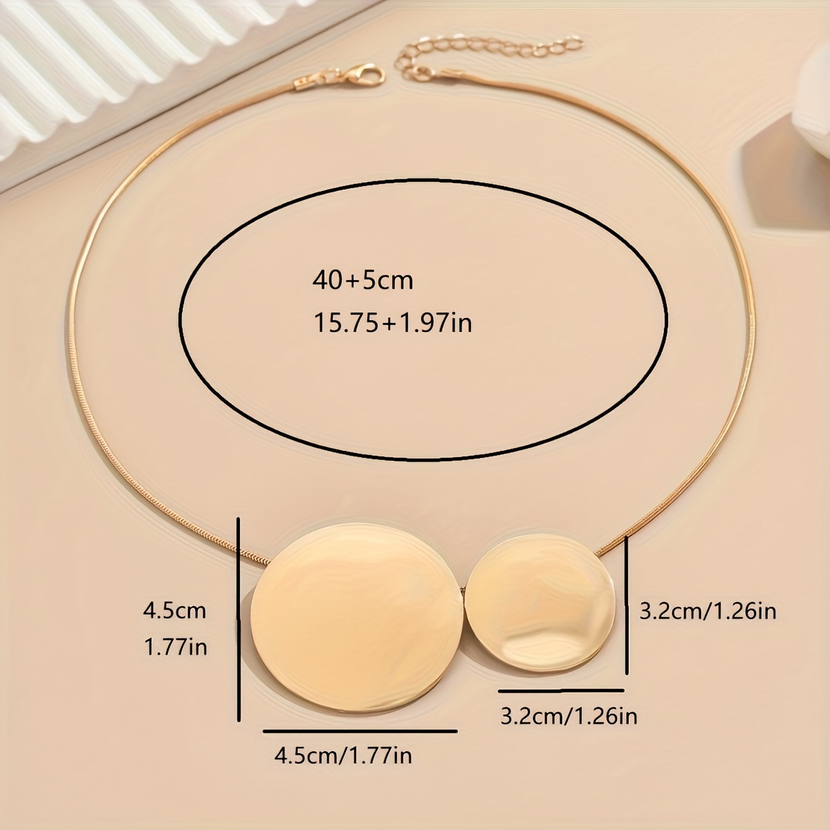 Vintage Brushed Pendant Necklace with Double Disc Charm